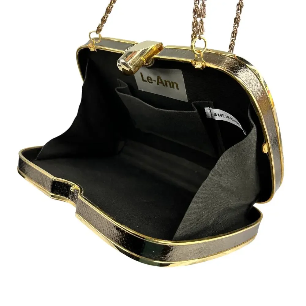 Le-Ann Gold Purse Clutch Crossbody Chain 7